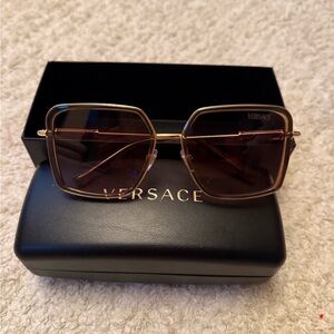 Versace Women's Geometric Sunglasses in Brown and Gold